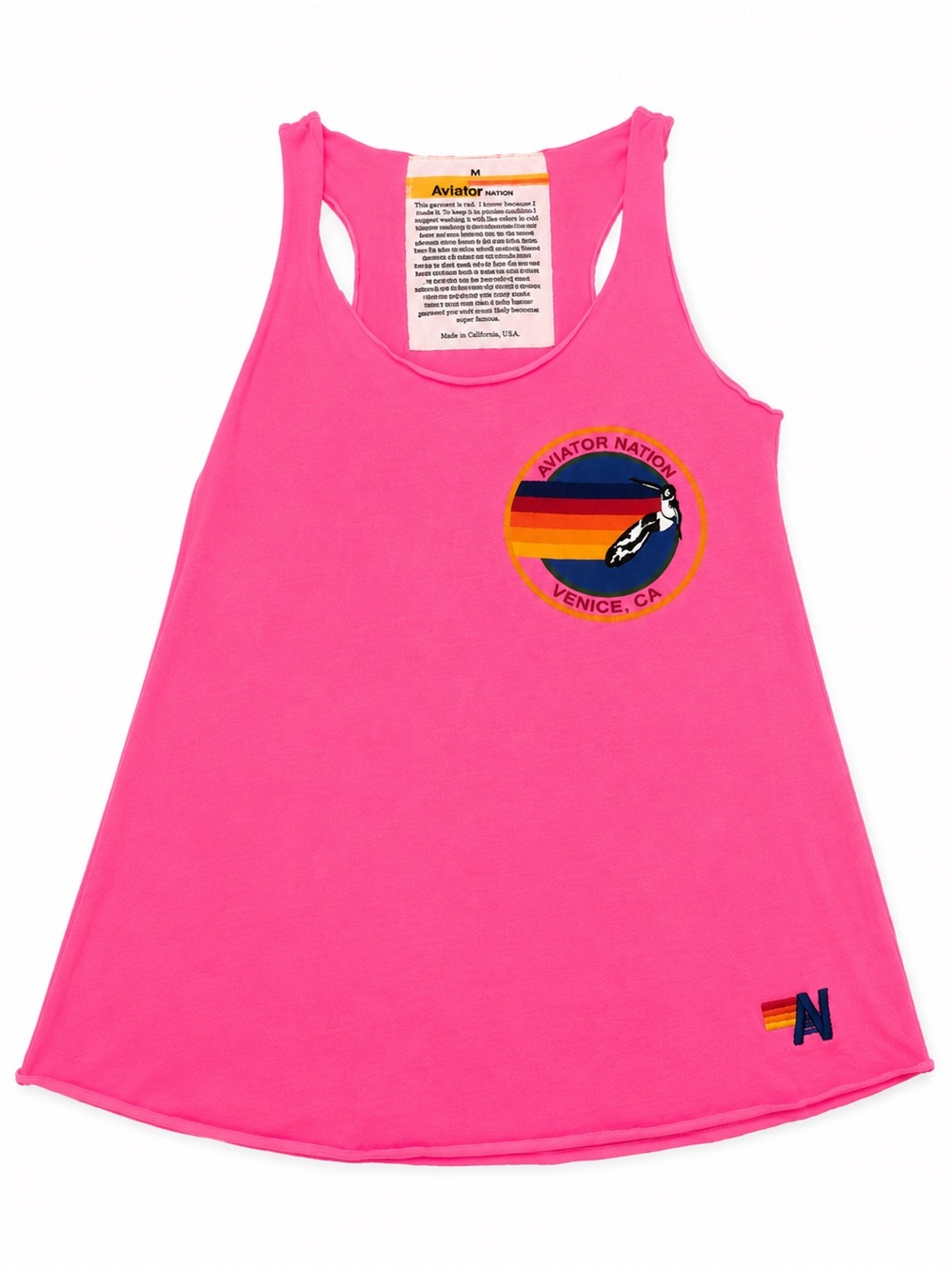 Aviator Nation Hot Pink Tank with Yellow Accent Logo